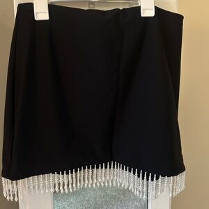 House of Harlow 1960 Black Mini Skirt with Beaded Hem